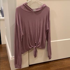 Stretchy purple tie long sleeve shirt